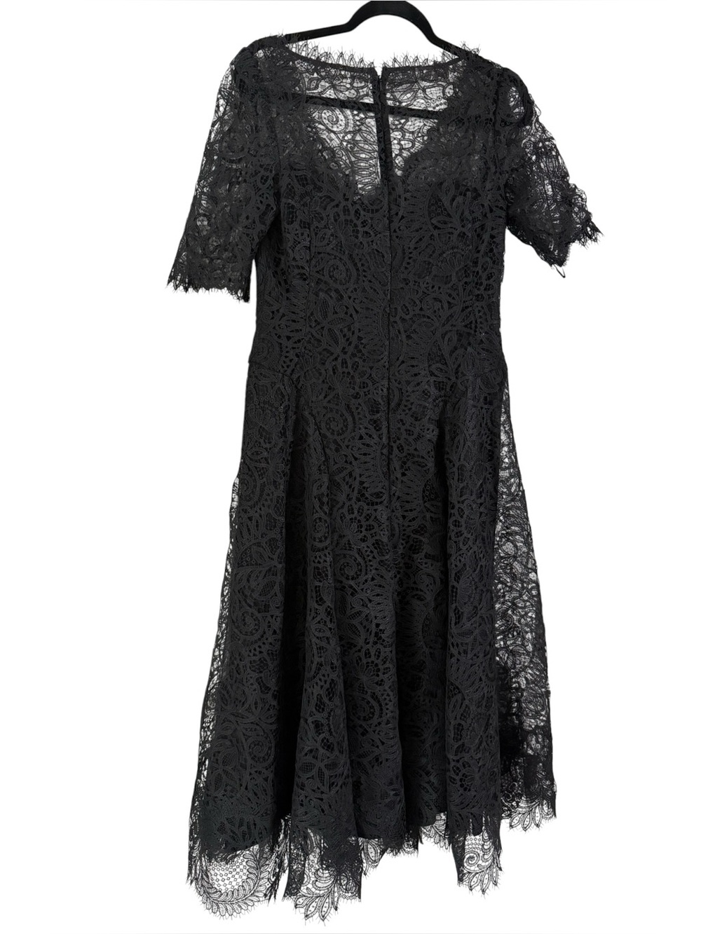 RICKIE FREEMAN FOR TERI JON Black A-Line Scalloped Lace Midi Dress Size 8 - Picture 5 of 7